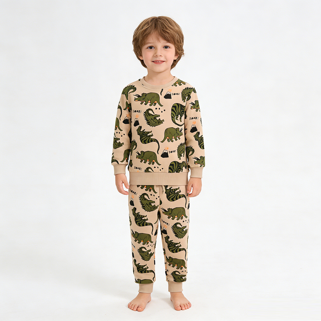 New🔥 Organic Cotton Kids Dinosaur Sweatshirt Set - 2026 Trendy Toddler Outfit