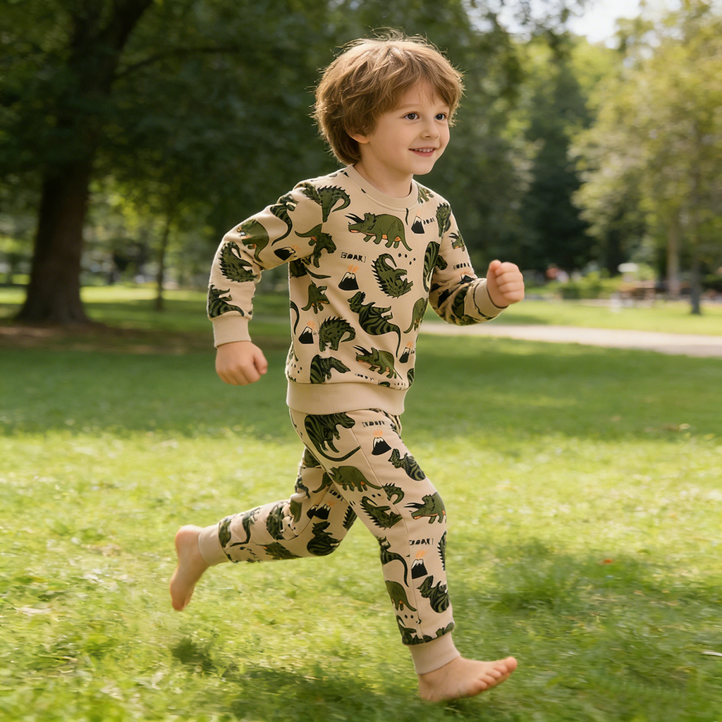 New🔥 Organic Cotton Kids Dinosaur Sweatshirt Set - 2026 Trendy Toddler Outfit