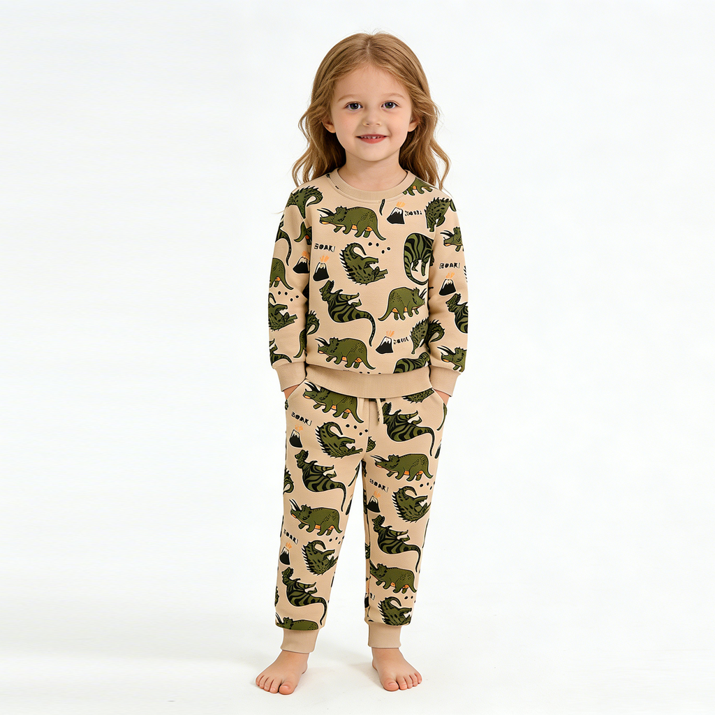 New🔥 Organic Cotton Kids Dinosaur Sweatshirt Set - 2026 Trendy Toddler Outfit