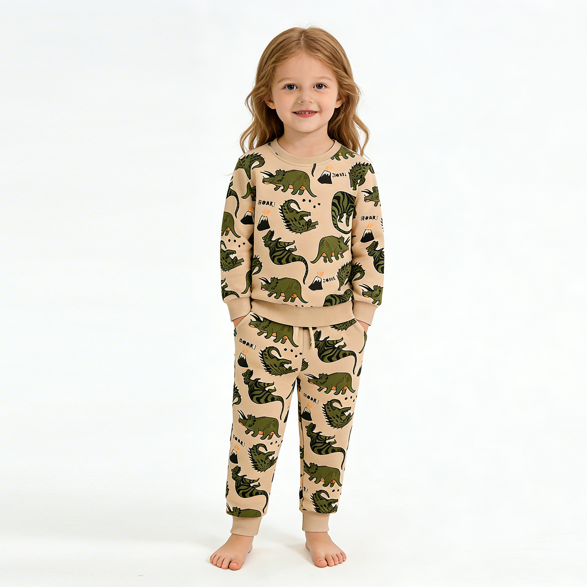 New🔥 Organic Cotton Kids Dinosaur Sweatshirt Set - 2026 Trendy Toddler Outfit