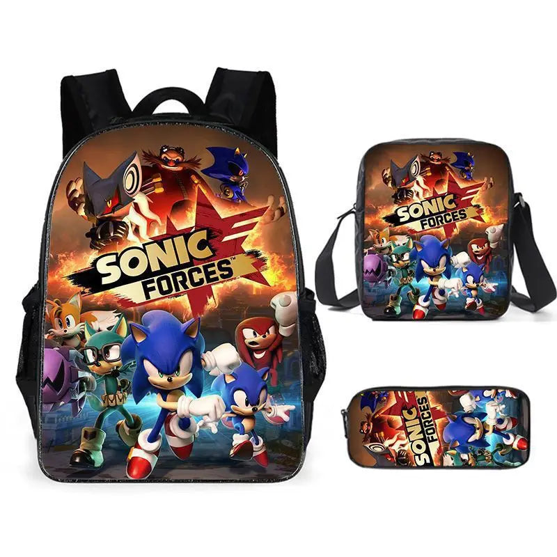 Sonic 3-Piece Set - Backpack + Pouch + Pencil Case