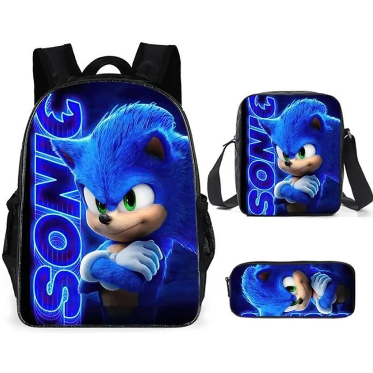 Sonic 3-Piece Set - Backpack + Pouch + Pencil Case