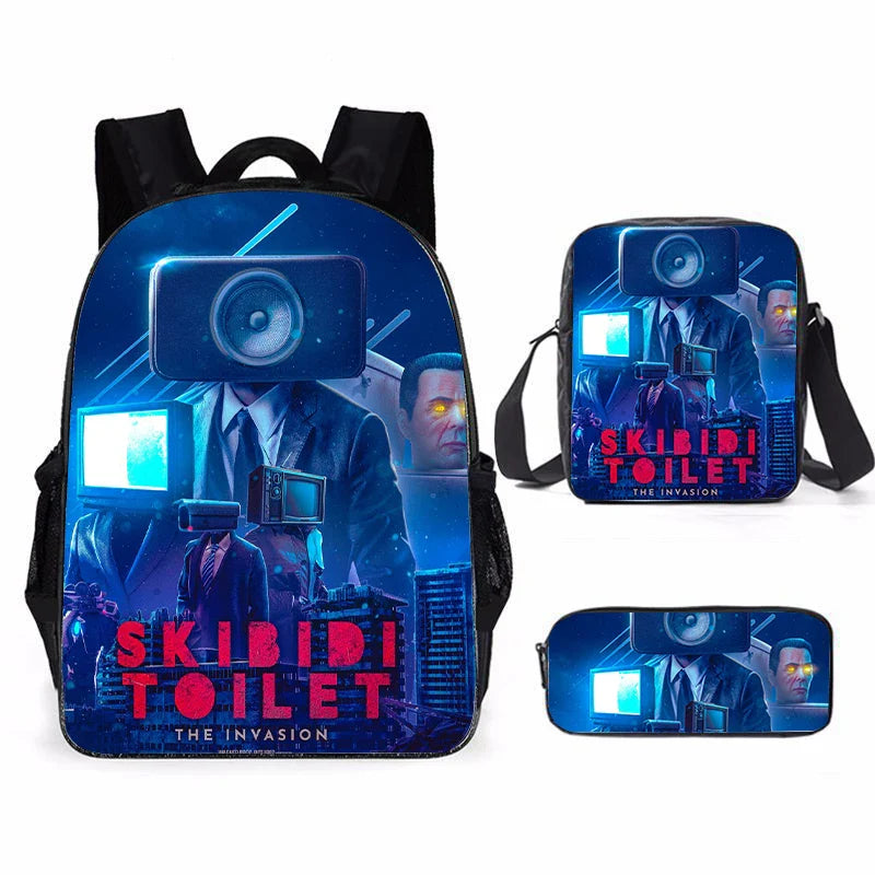 Skibidi Toilet 3-Piece School Set - Backpack + Pouch + Pencil Case