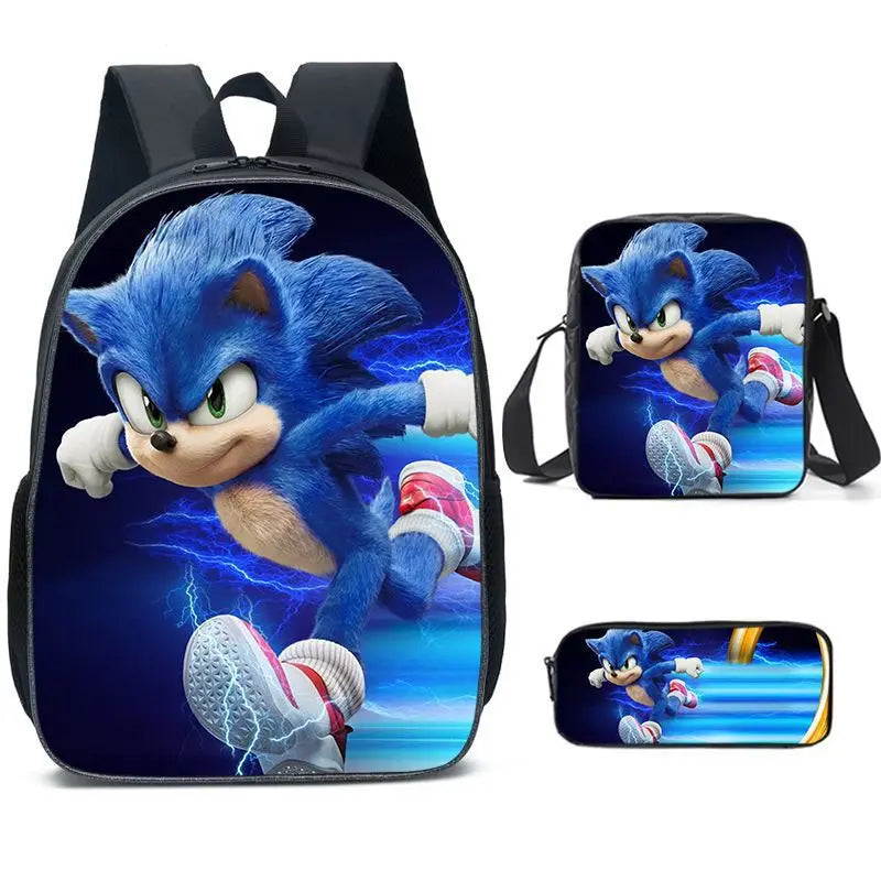 Sonic 3-Piece Set - Backpack + Pouch + Pencil Case