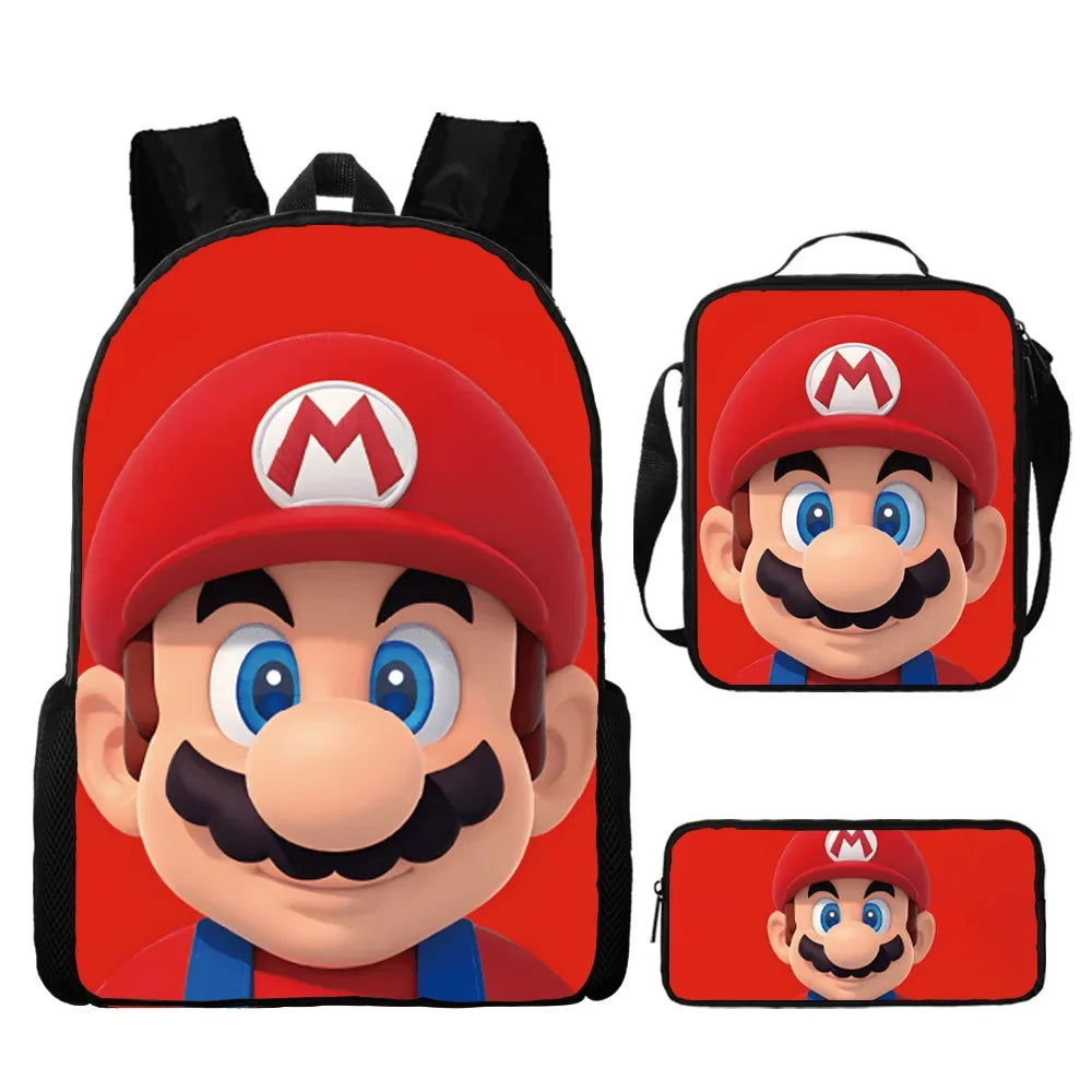 Super Mario 3-Piece Set - Backpack + Pouch + Pencil Case