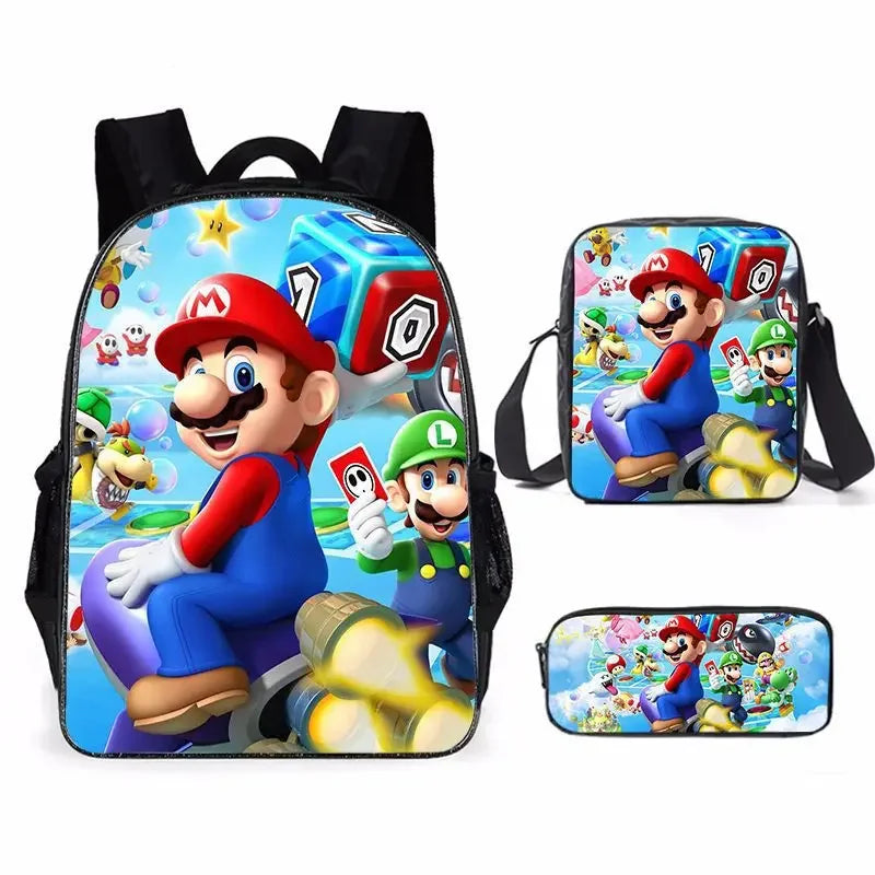 Super Mario 3-Piece Set - Backpack + Pouch + Pencil Case