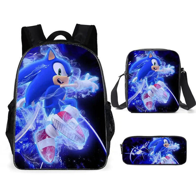 Sonic 3-Piece Set - Backpack + Pouch + Pencil Case