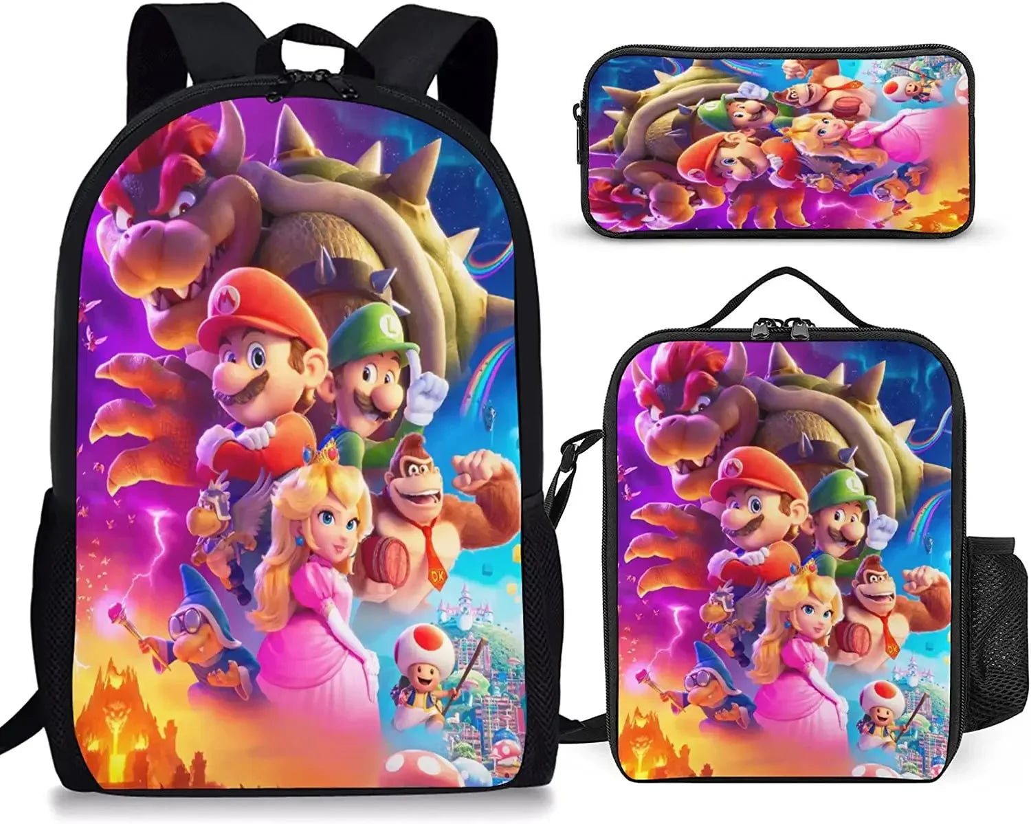 Super Mario 3-Piece Set - Backpack + Pouch + Pencil Case