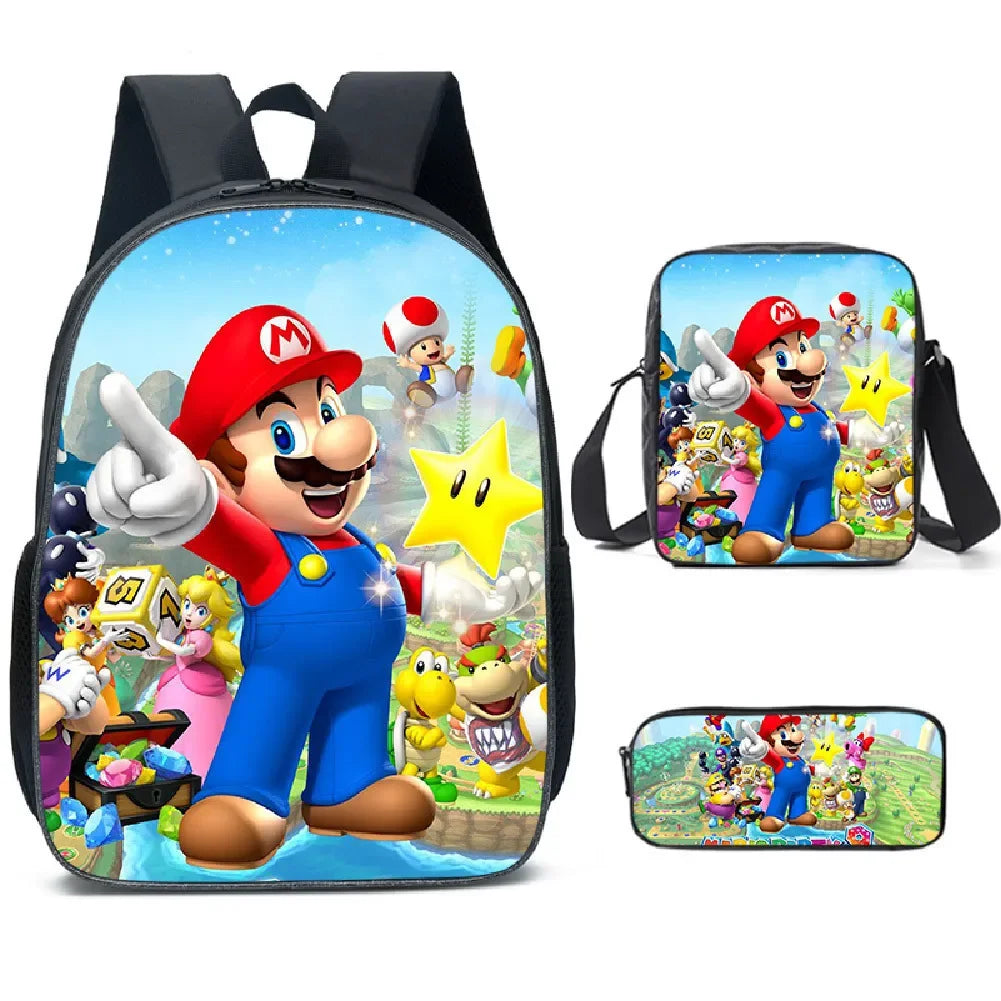 Super Mario 3-Piece Set - Backpack + Pouch + Pencil Case