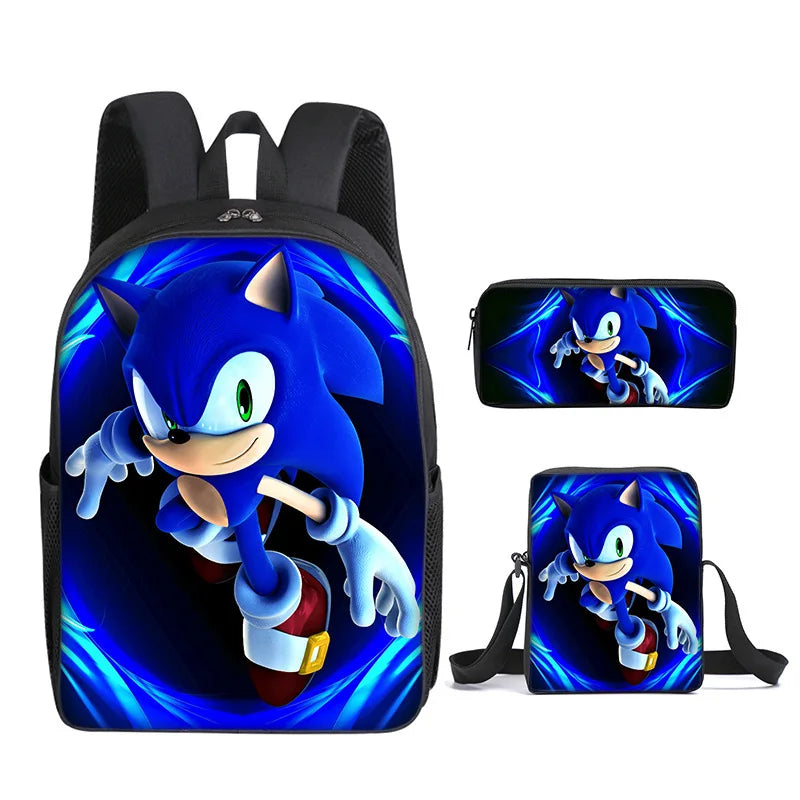 Sonic 3-Piece Set - Backpack + Pouch + Pencil Case