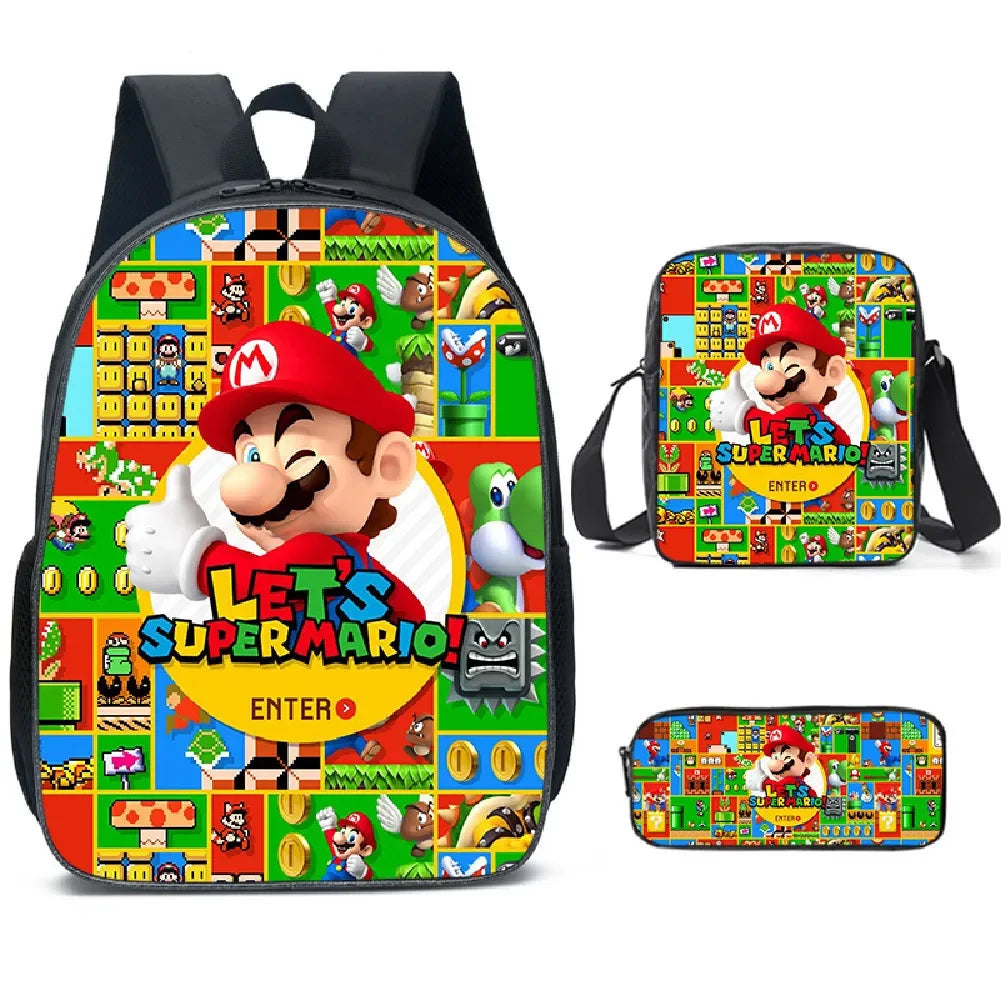 Super Mario 3-Piece Set - Backpack + Pouch + Pencil Case