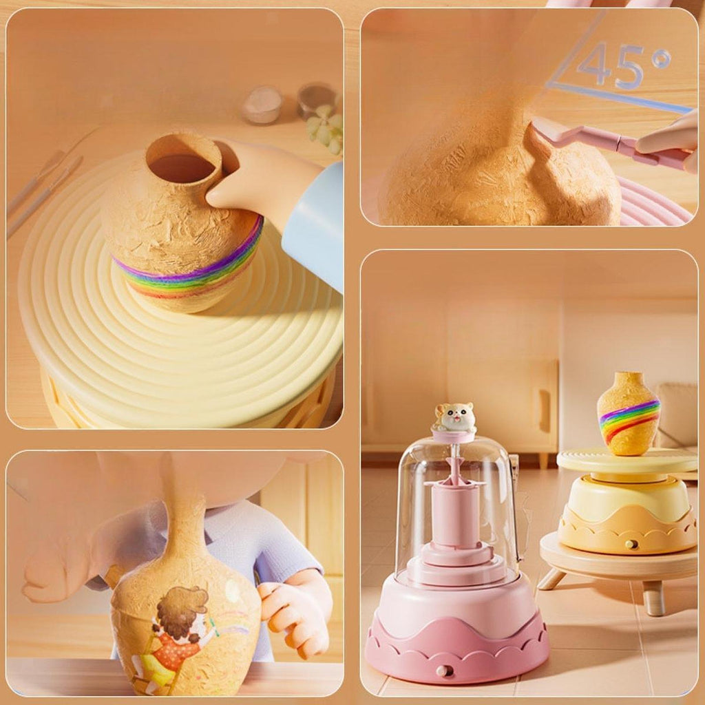 Electric Pottery Wheel for Kids Creative Educational Toy Compact Pottery Making