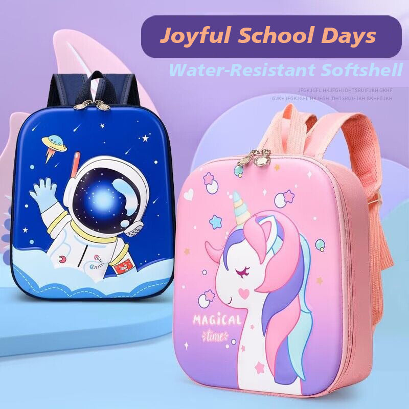 Soft-shell Waterproof Kindergarten Backpack with Cute Cartoon Design for Kids